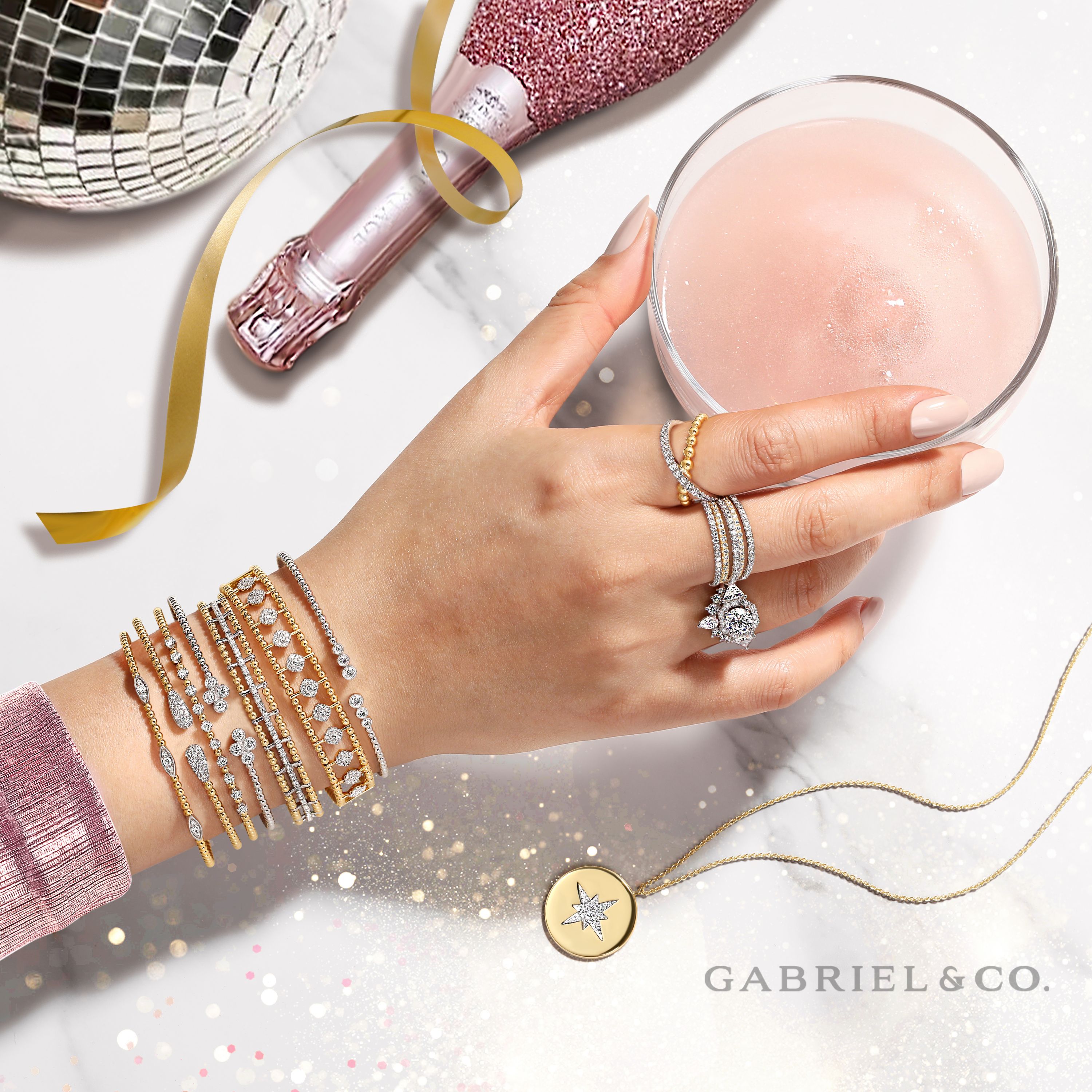 Gabriel & Co. 14k White Gold Bujukan Bangle Bracelet with Spikes and D –  Tivoli Jewelers